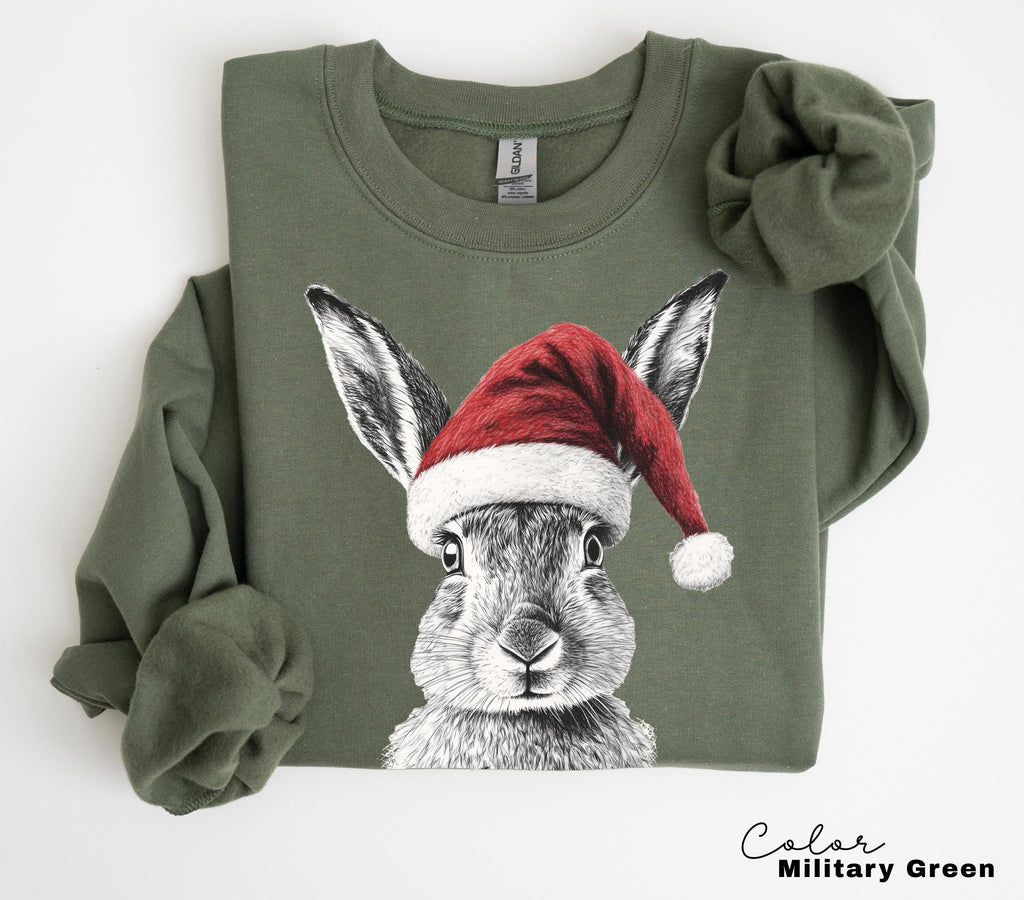 Retro 90's Animal Christmas Sweatshirt, Rabbit Hare Sweatshirt, Retro Nature Camping Crewne, Winter Nature Tee, Cottagecore, Woodland Animal