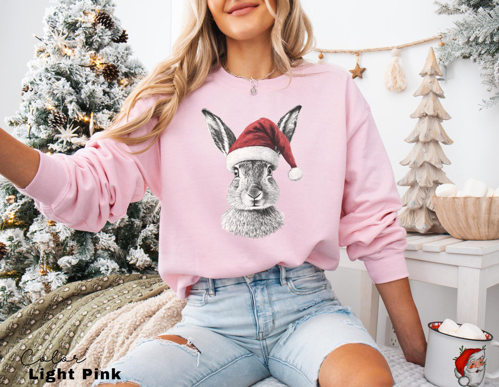 Retro 90's Animal Christmas Sweatshirt, Rabbit Hare Sweatshirt, Retro Nature Camping Crewne, Winter Nature Tee, Cottagecore, Woodland Animal