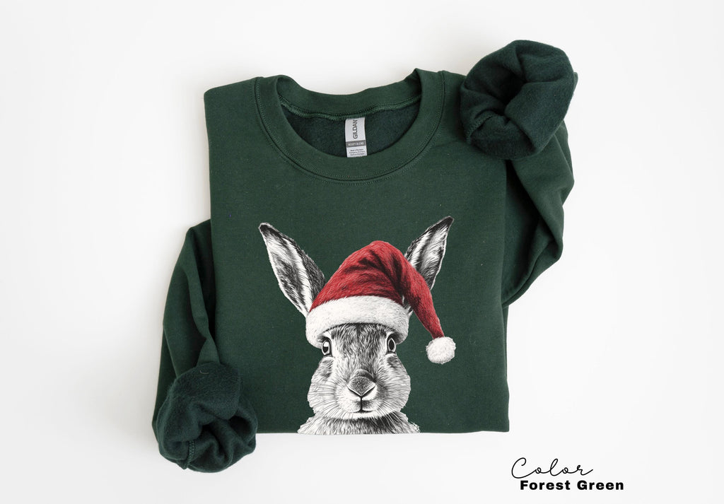 Retro 90's Animal Christmas Sweatshirt, Rabbit Hare Sweatshirt, Retro Nature Camping Crewne, Winter Nature Tee, Cottagecore, Woodland Animal
