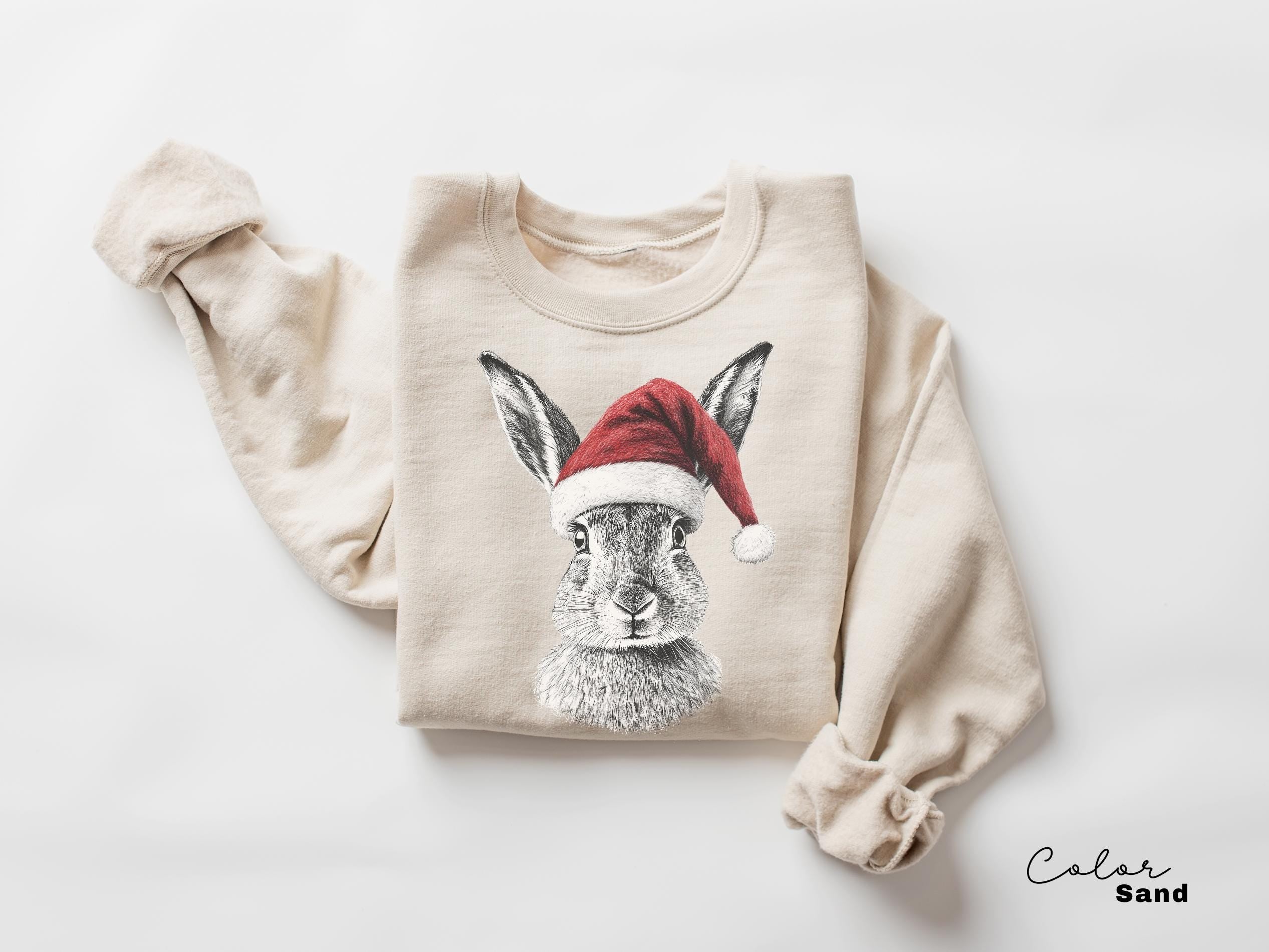 Retro 90's Animal Christmas Sweatshirt, Rabbit Hare Sweatshirt, Retro Nature Camping Crewne, Winter Nature Tee, Cottagecore, Woodland Animal