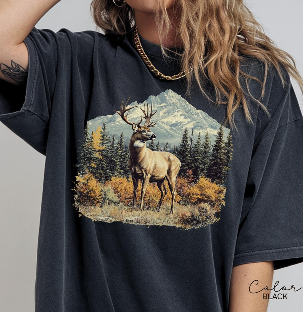 Retro Deer Sweatshirt, Vintage Fall Hunter Scene Shirt, 90s Forest Nature Outfit Crewneck, Americana Nostalgia Deer Crewneck, Nature Camping