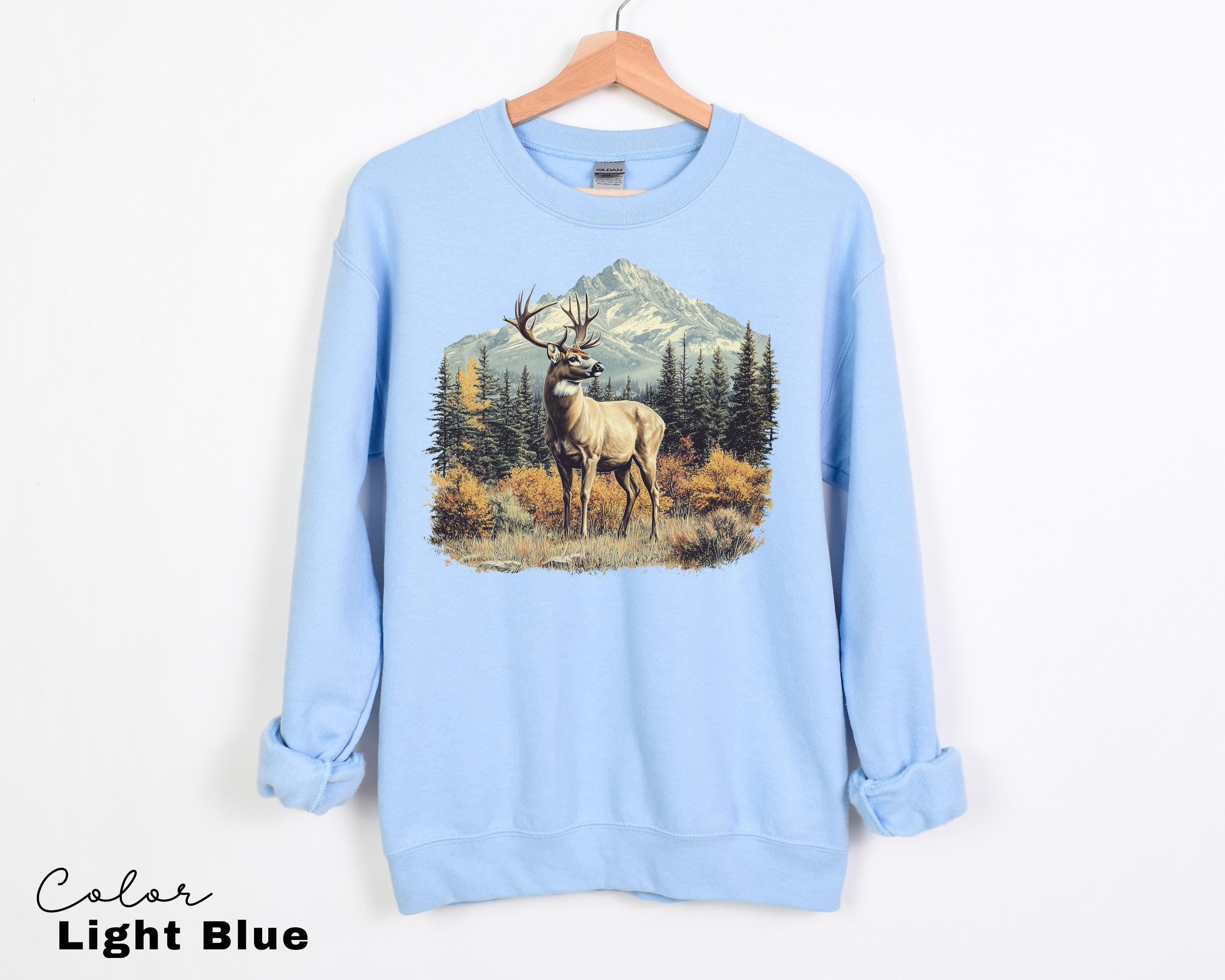 Retro Deer Sweatshirt, Vintage Fall Hunter Scene Shirt, 90s Forest Nature Outfit Crewneck, Americana Nostalgia Deer Crewneck, Nature Camping