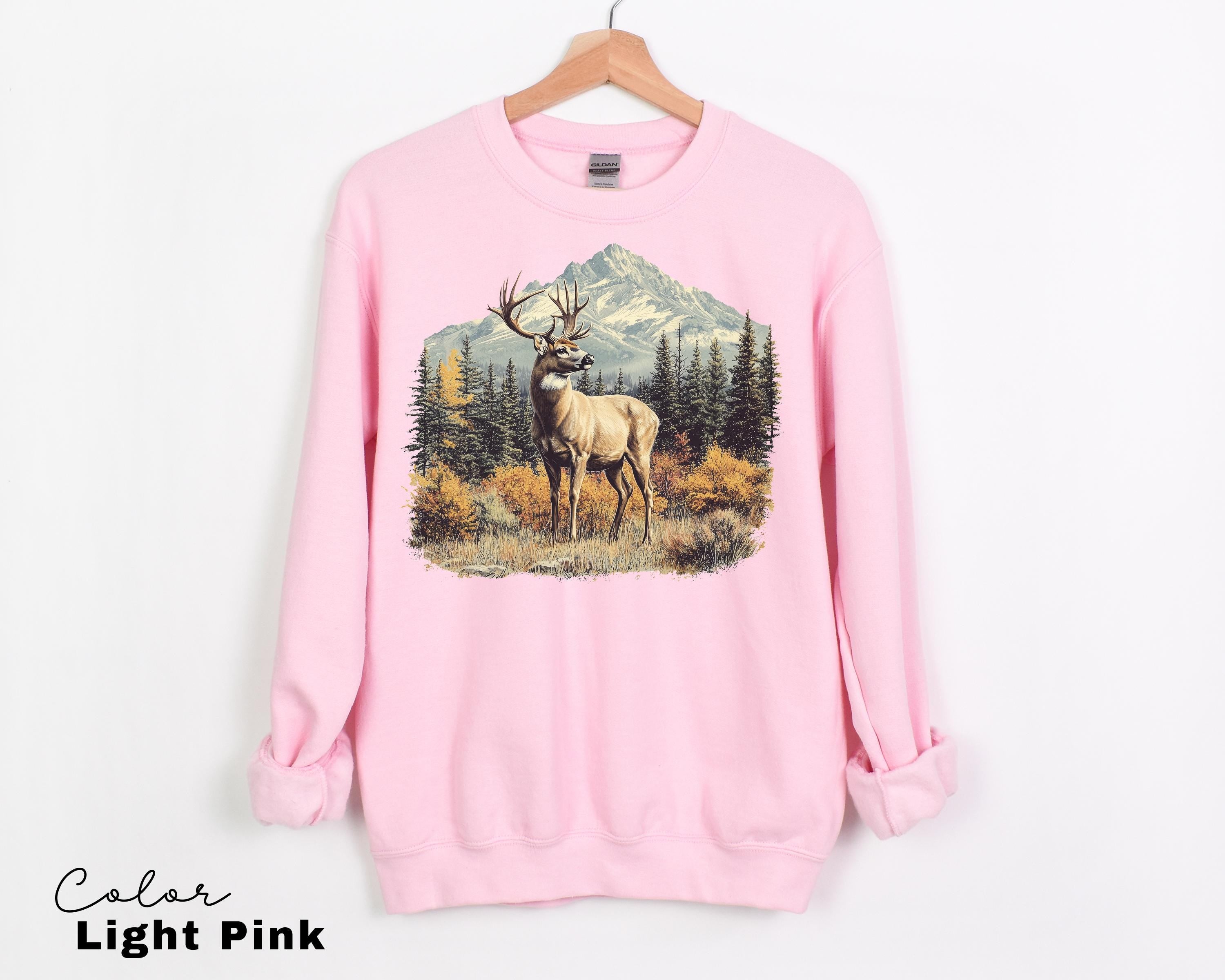 Retro Deer Sweatshirt, Vintage Fall Hunter Scene Crewneck