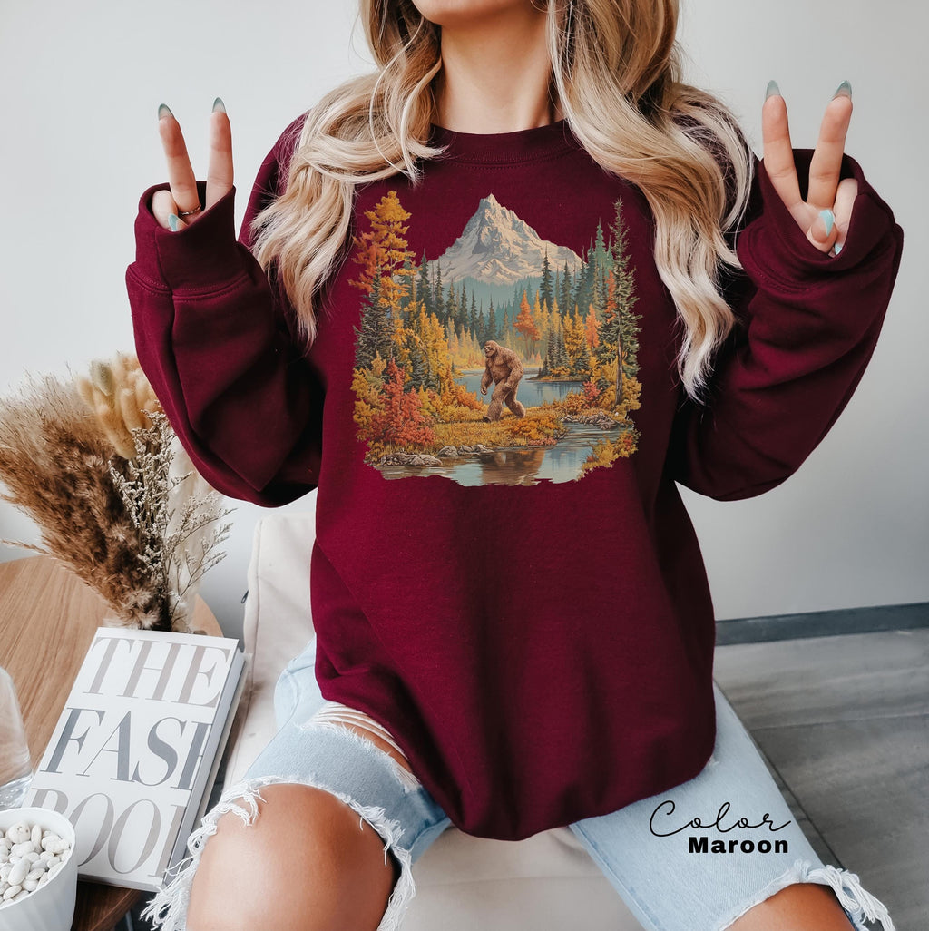 Big Foot Retro Nature Sweatshirt, Big Foot Shirt, 90s Nature Outfit Crewneck, Americana Nostalgia