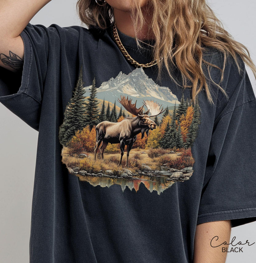 Moose Sweatshirt, Retro Nature Shirt, 90s Forest Nature, Americana Nostalgia Moose Crewneck, Nature Camping