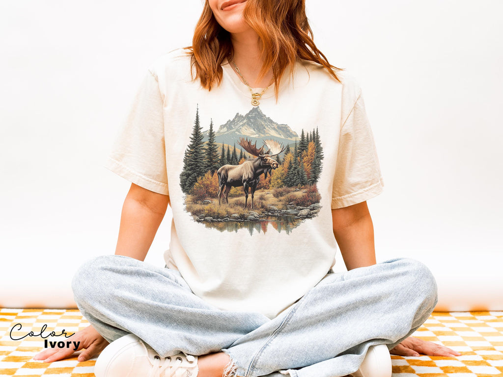 Moose Sweatshirt, Retro Nature Shirt, 90s Forest Nature, Americana Nostalgia Moose Crewneck, Nature Camping