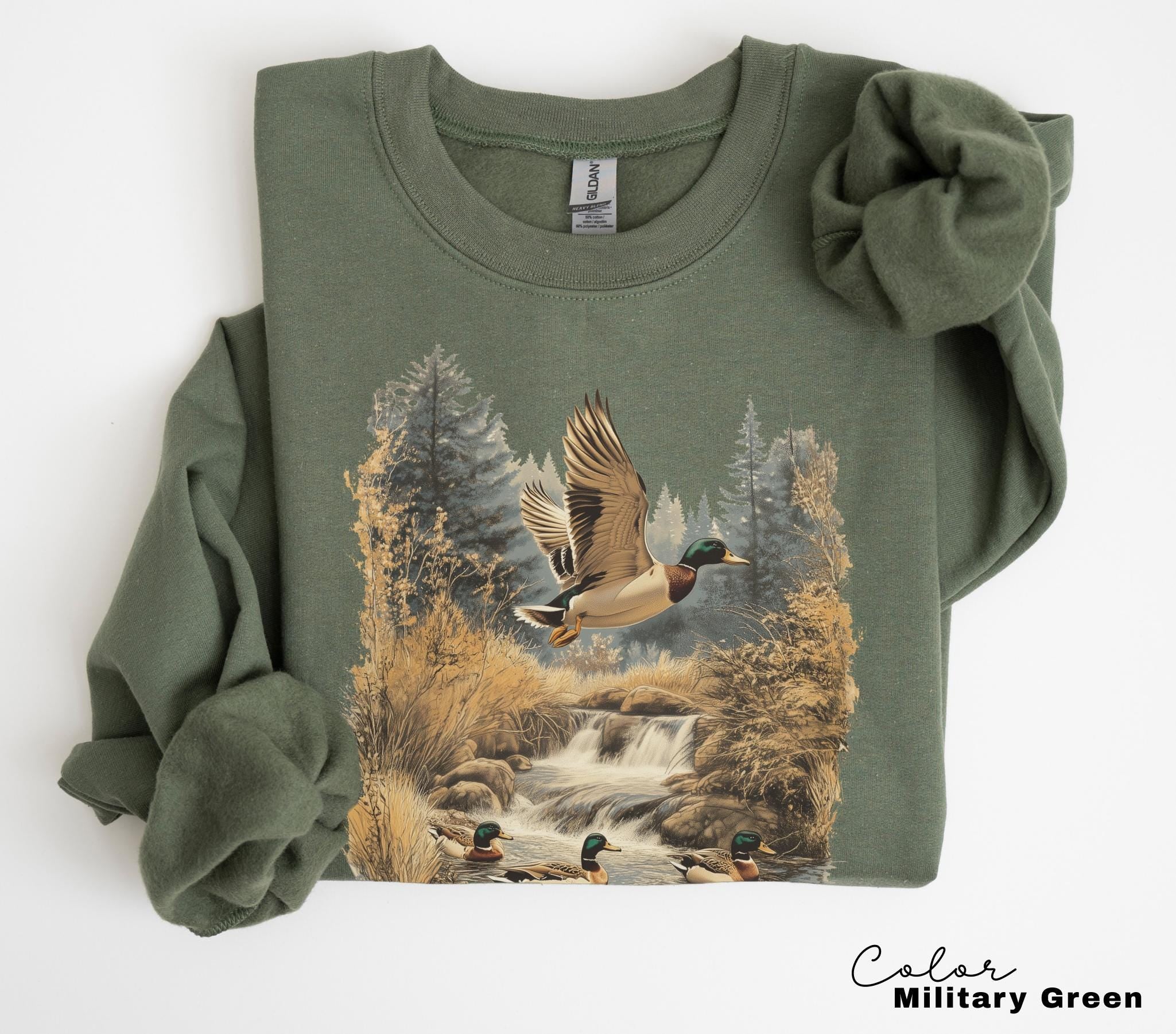 Retro Duck Nature Sweatshirt , 90s Vintage Wildlife Mallard Duck Pullover, Cabincore Unisex Crewneck, Hiking Nature Lover