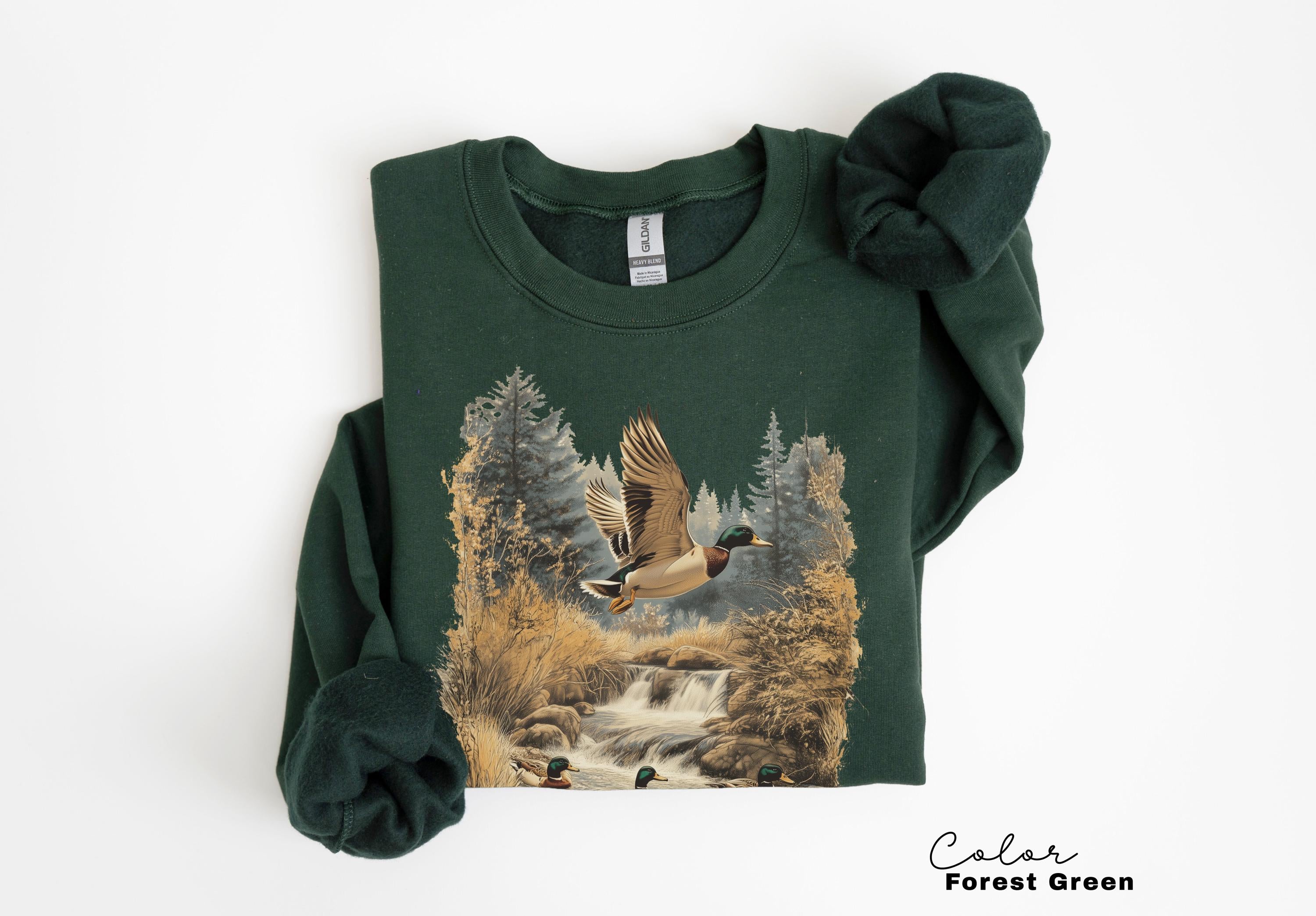 Retro Duck Nature Sweatshirt , 90s Vintage Wildlife Mallard Duck Pullover, Cabincore Unisex Crewneck, Hiking Nature Lover