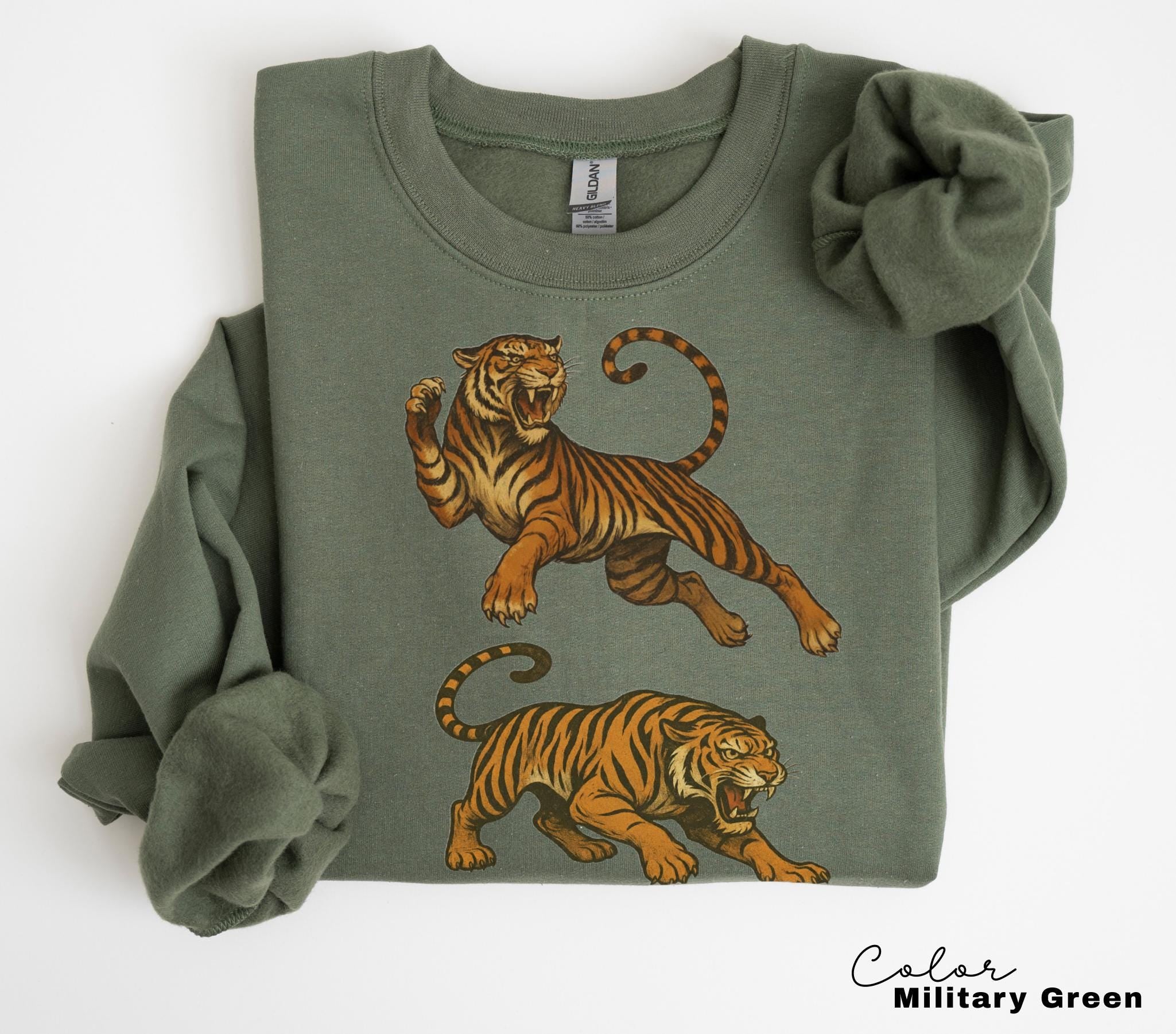 Retro Tiger T-Shirt Sweatshirt, 90s Vintage Tiger Lover Gift Tee