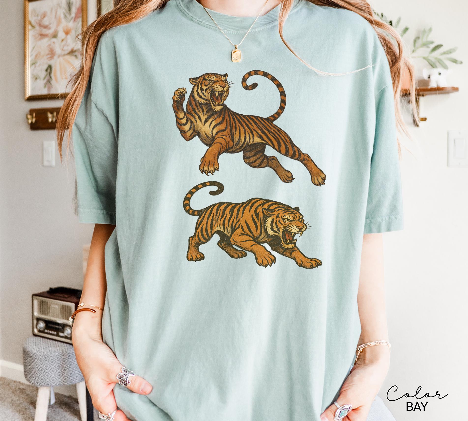 Retro Tiger T-Shirt Sweatshirt, 90s Vintage Tiger Lover Gift Tee