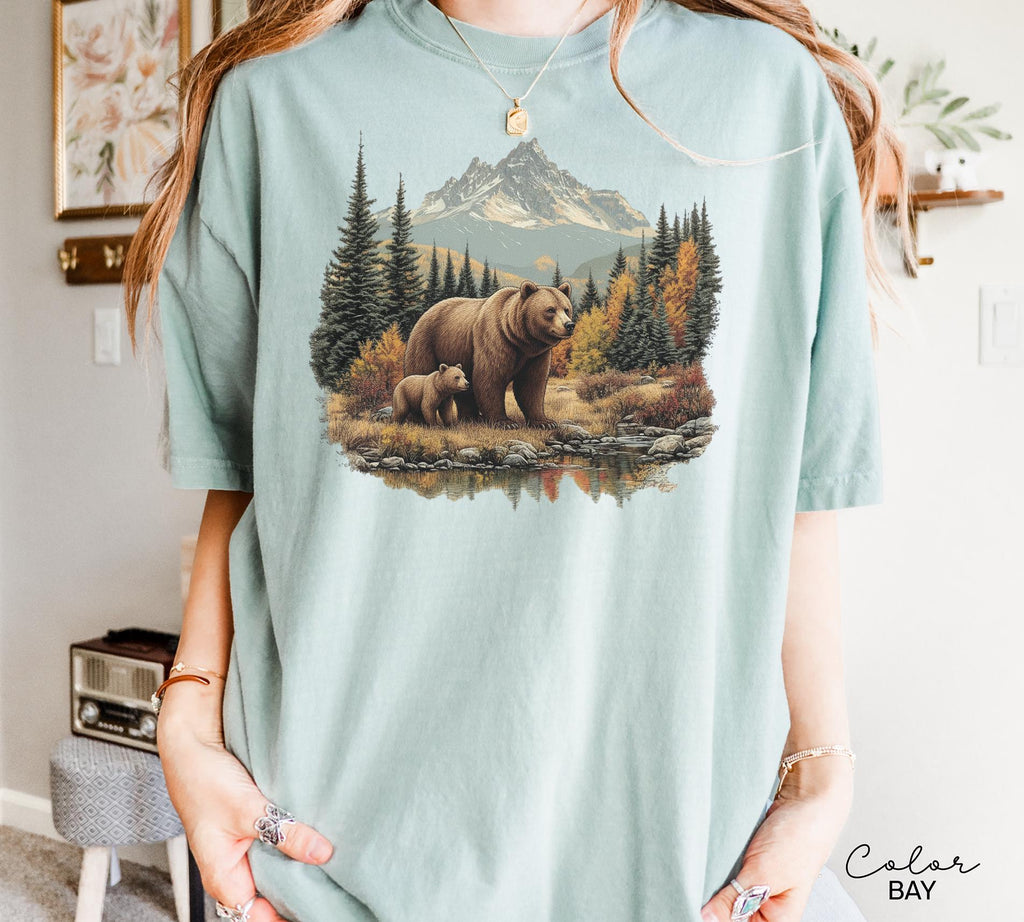 Retro Bear Sweatshirt, Vintage Fall Hunter Scene Crewneck