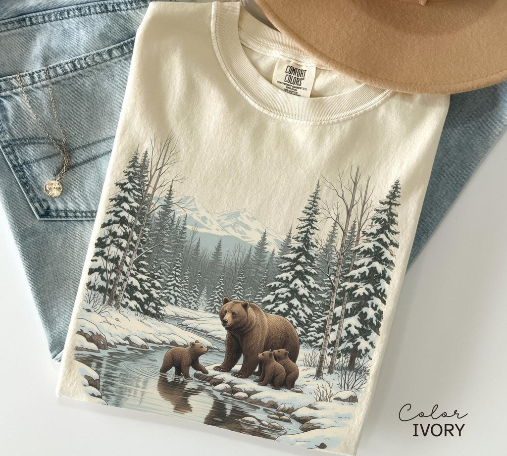 Retro Bear Sweatshirt, Vintage Fall Hunter Scene Crewneck