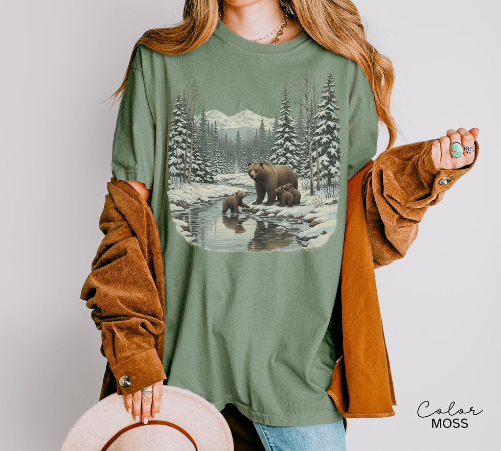 Retro Bear Sweatshirt, Vintage Fall Hunter Scene Crewneck