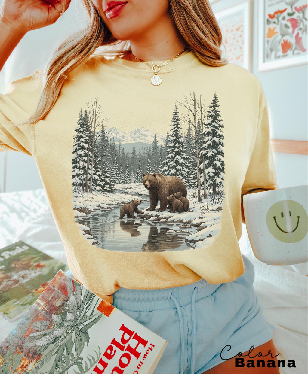 Retro Bear Sweatshirt, Vintage Fall Hunter Scene Crewneck