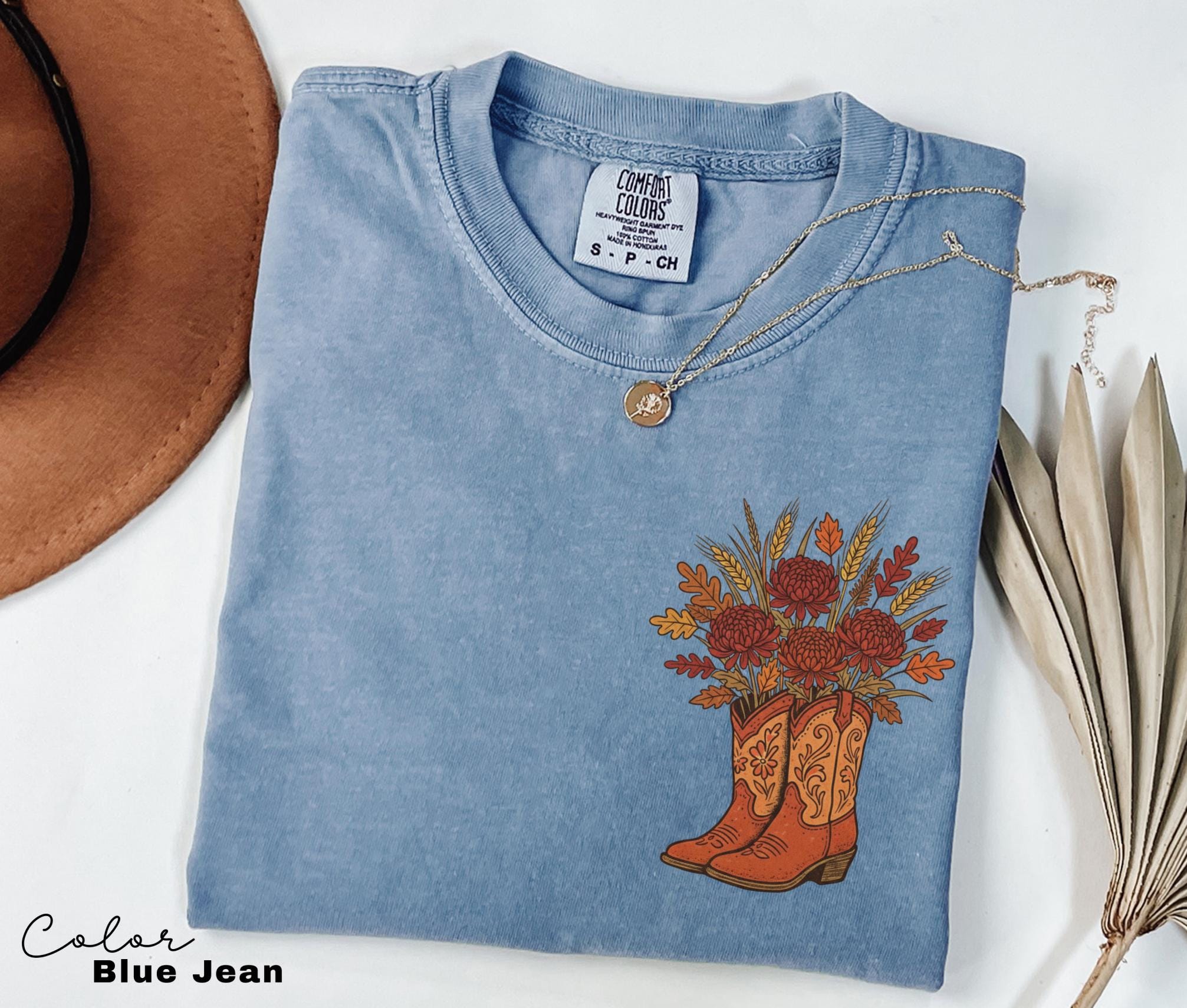 Cowgirl Boots Wildflowers Shirt, Retro Western Graphic Sweatshirt, Country Girl T-Shirt, Rodeo Outfit, Gift for Her, Country Farm
