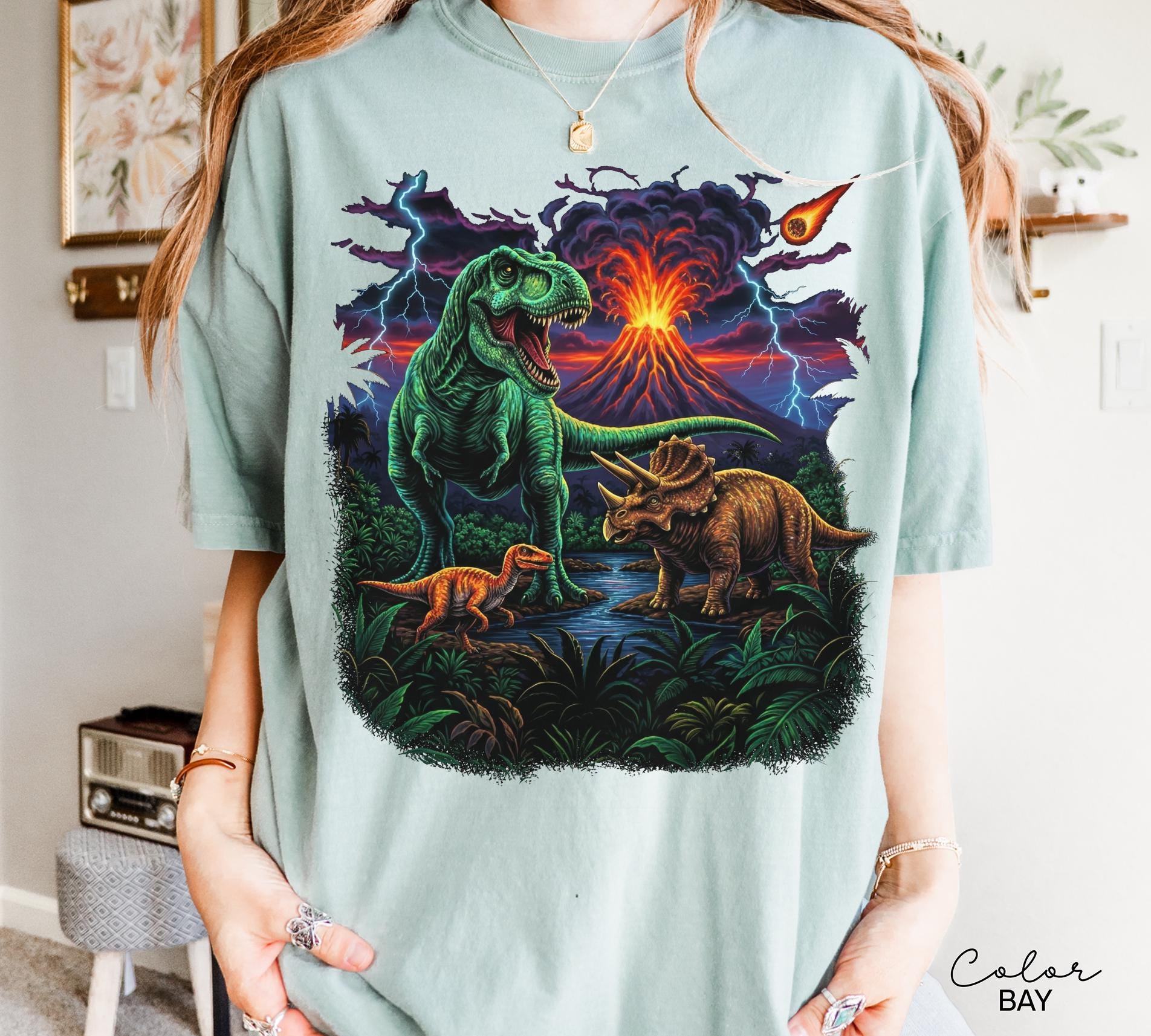 Retro Jurassic Dinosaur 90s T-Shirt, Retro T-Rex & Triceratops Sweatshirt, 90s Prehistoric Graphic Tee, Dino Top, Nostalgia Nature Gift