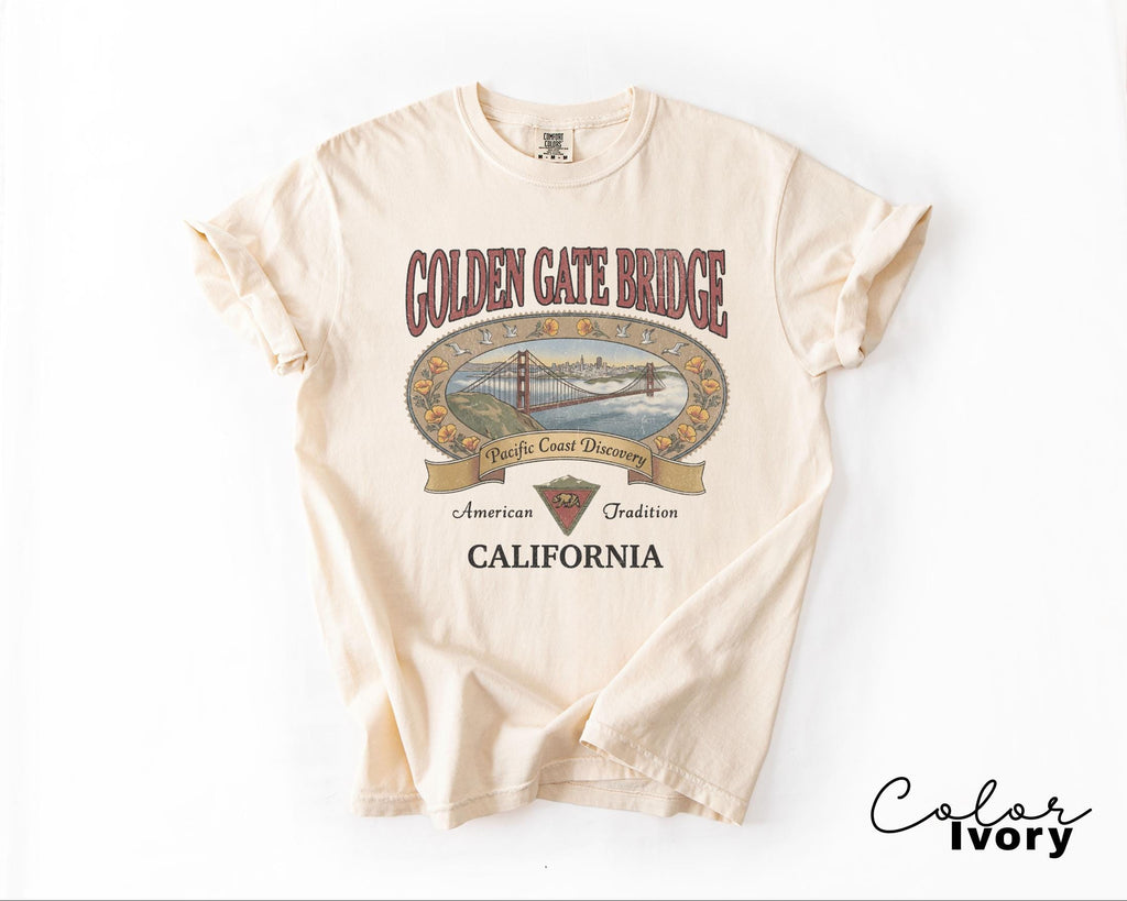 Retro California Shirt 90s Style, Vintage Style California T-Shirt, Retro Travel Shirt, Golden Gate Bridge, Vacation Shirt,