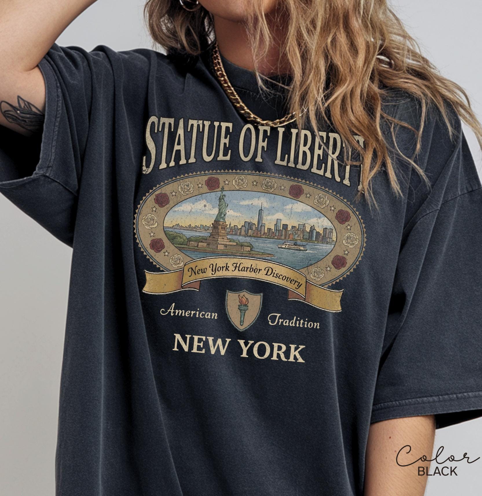 Retro New York City Shirt 90s Style, Vintage Style New York T-Shirt, Retro Travel Shirt, Statue of Liberty, Vacation NYC Shirt