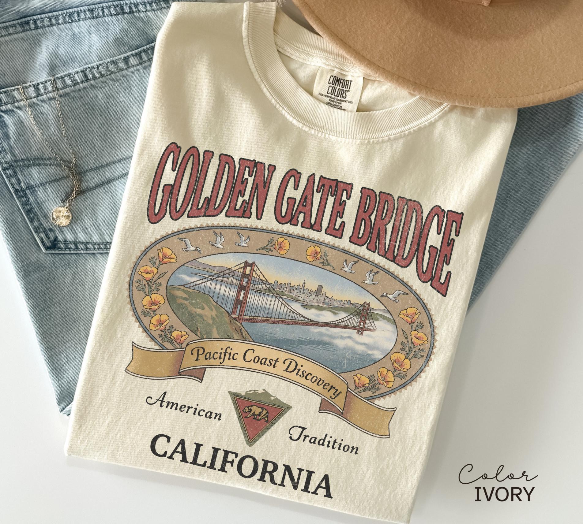 Retro California Shirt 90s Style, Vintage Style California T-Shirt, Retro Travel Shirt, Golden Gate Bridge, Vacation Shirt,