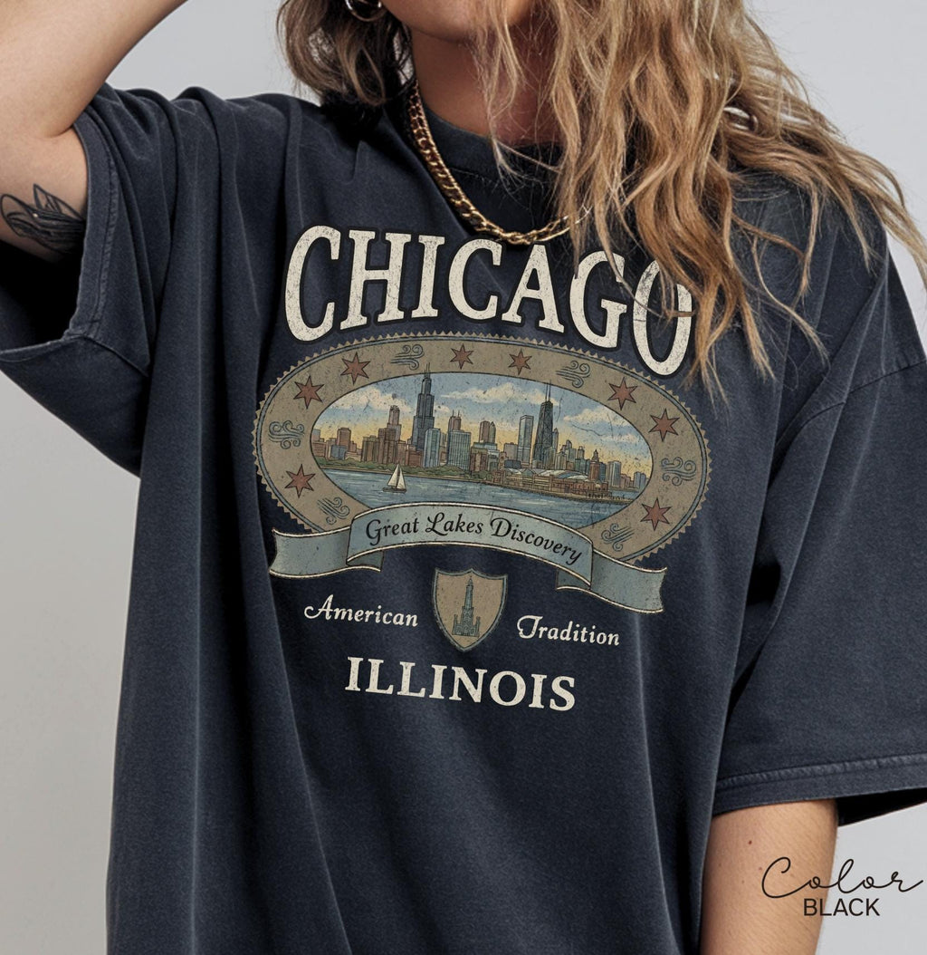 Retro Chicago Shirt 90s Style, Vintage Style Chicago T-Shirt, Retro Travel Shirt, Illinois Sweatshirt, Vacation Travel Shirt, Nostalgic