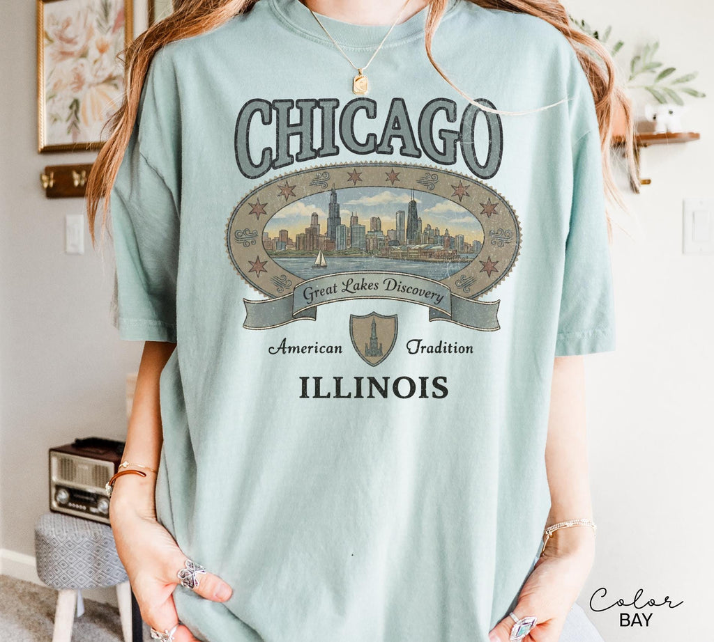 Retro Chicago Shirt 90s Style, Vintage Style Chicago T-Shirt, Retro Travel Shirt, Illinois Sweatshirt, Vacation Travel Shirt, Nostalgic