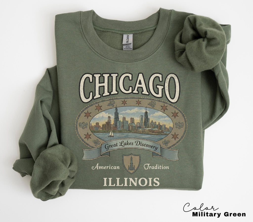 Retro Chicago Shirt 90s Style, Vintage Style Chicago T-Shirt, Retro Travel Shirt, Illinois Sweatshirt, Vacation Travel Shirt, Nostalgic