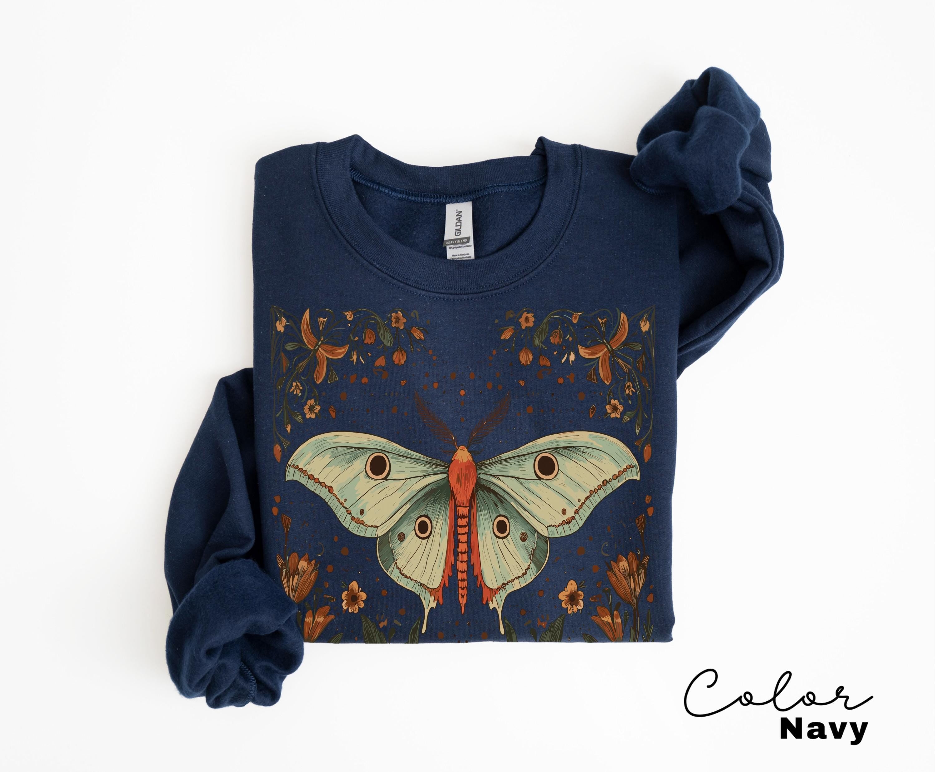 Luna Moth Sweatshirt, Cottagecore Floral Nature Lover Shirt