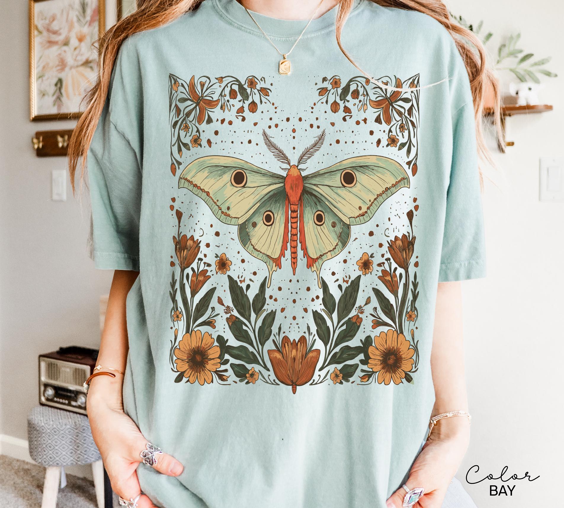 Luna Moth Sweatshirt, Cottagecore Floral Nature Lover Shirt
