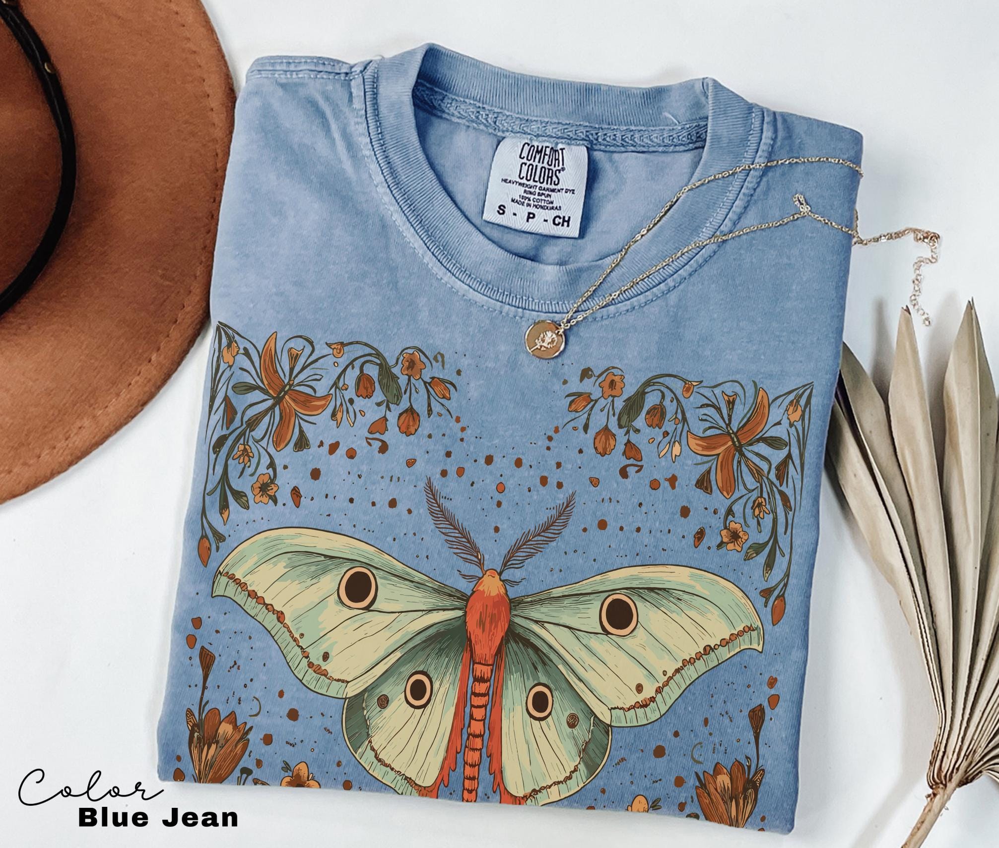 Luna Moth Sweatshirt, Cottagecore Floral Nature Lover Shirt