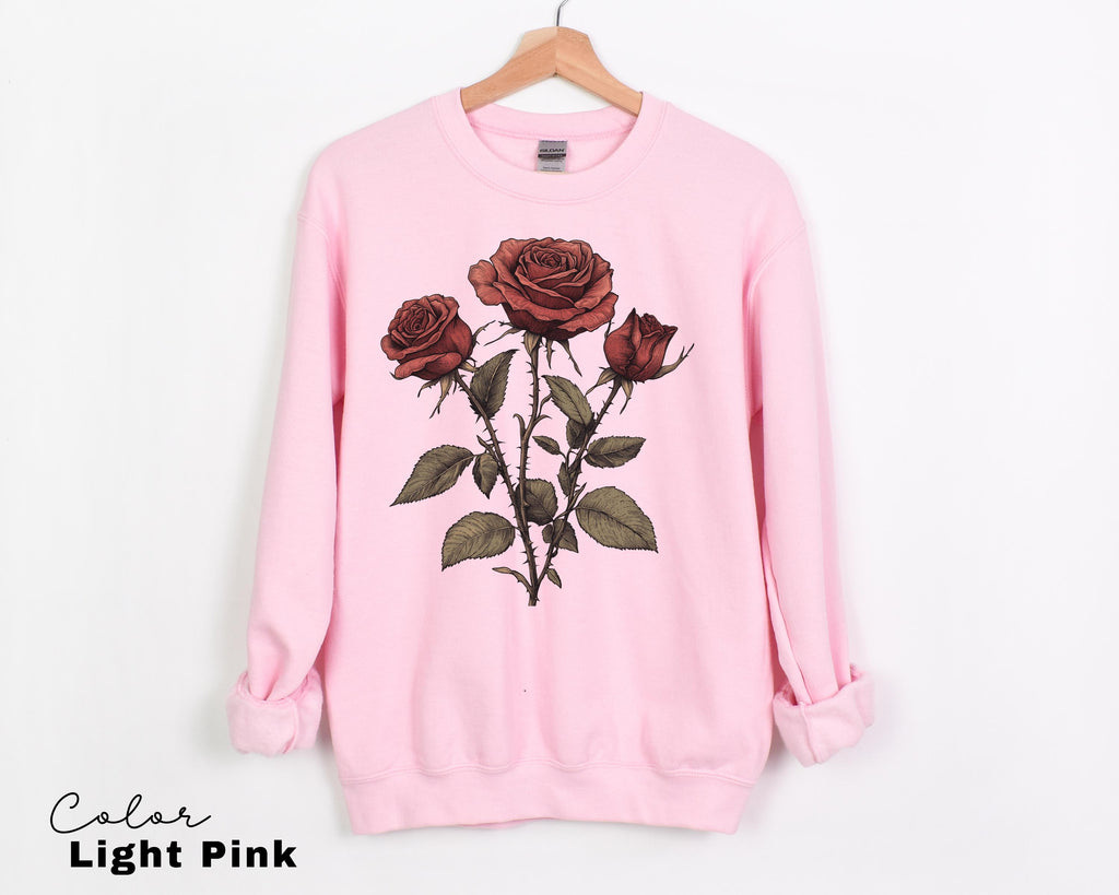 Rose Flower Sweatshirt, Vintage Pressed Rose T-shirt, Cottagecore Boho Botanical Shirt, Dark Academia Flower, Forestcore