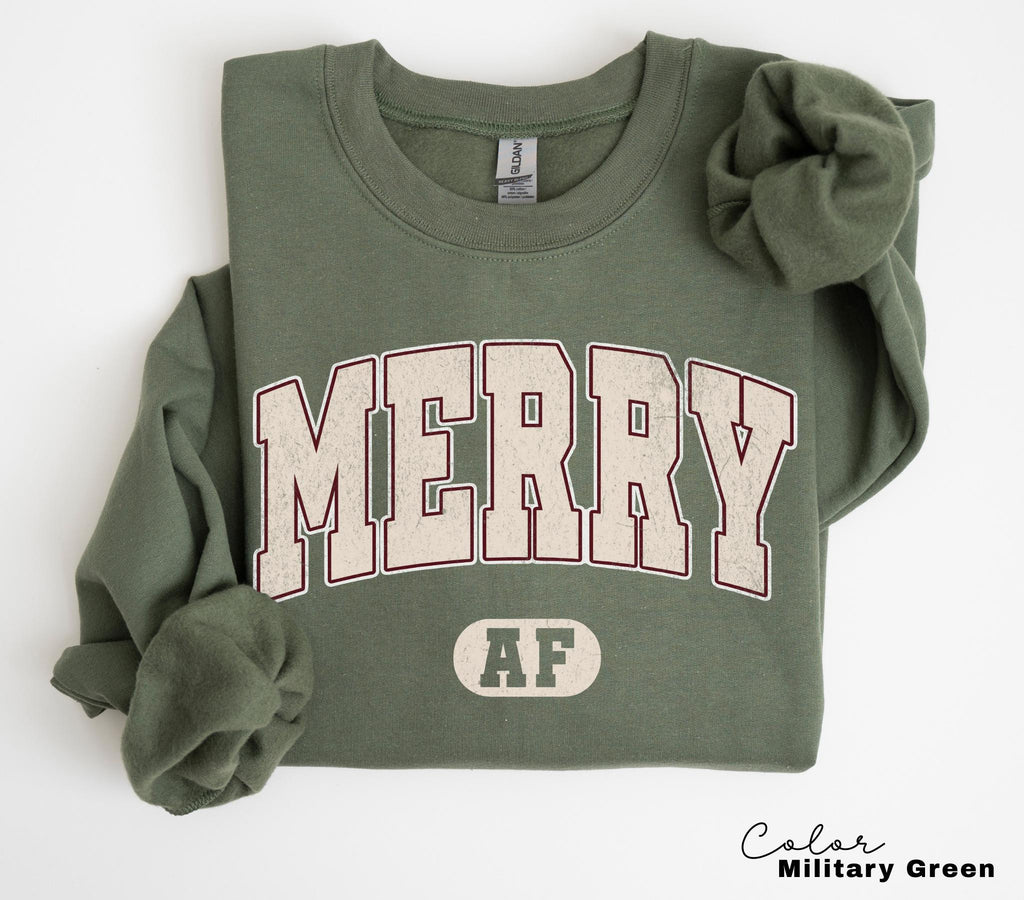 Merry AF Sweatshirt, Funny Christmas Sweatshirt, Christmas Party Shirt, Christmas Sweatshirt, Xmas Holiday Sweatshirt, Family Christmas,