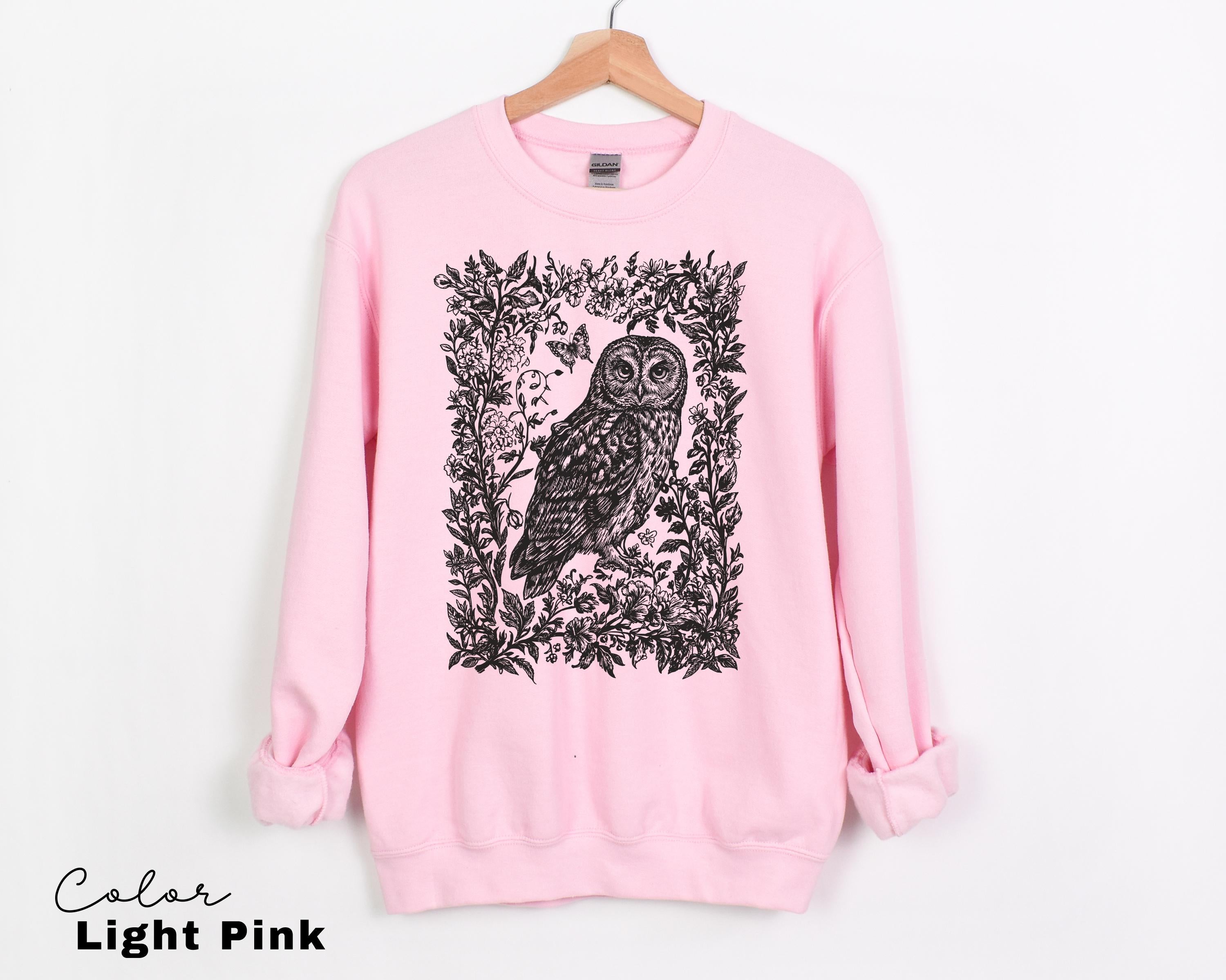 Cottagecore Owl Shirt & Floral Sweatshirt, Woodland Tee