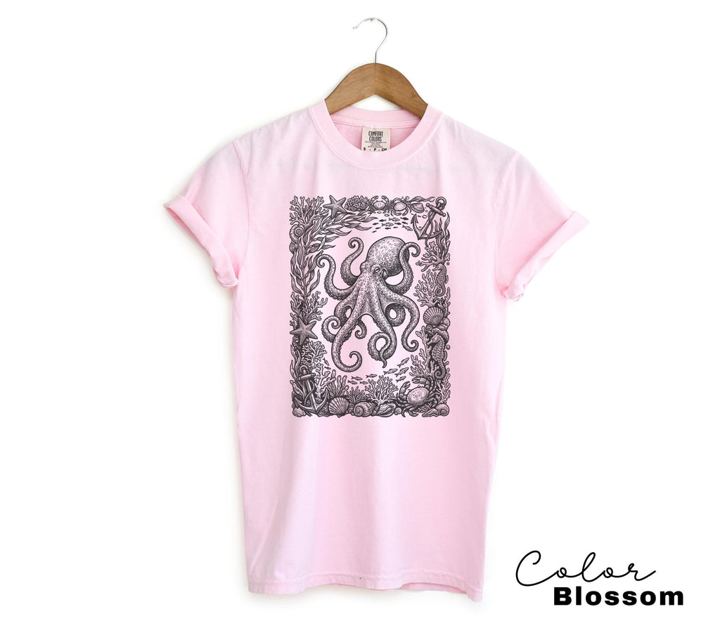 Octopus Nautical Vintage Retro Sweatshirt, Cottagecore Tee