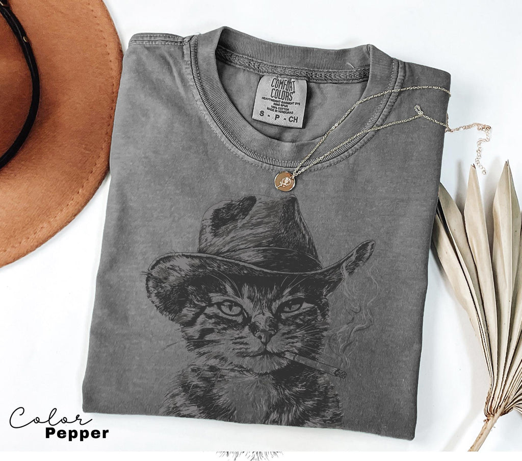 Cowboy Cat with Cigarette Funny Cat Sweatshirt