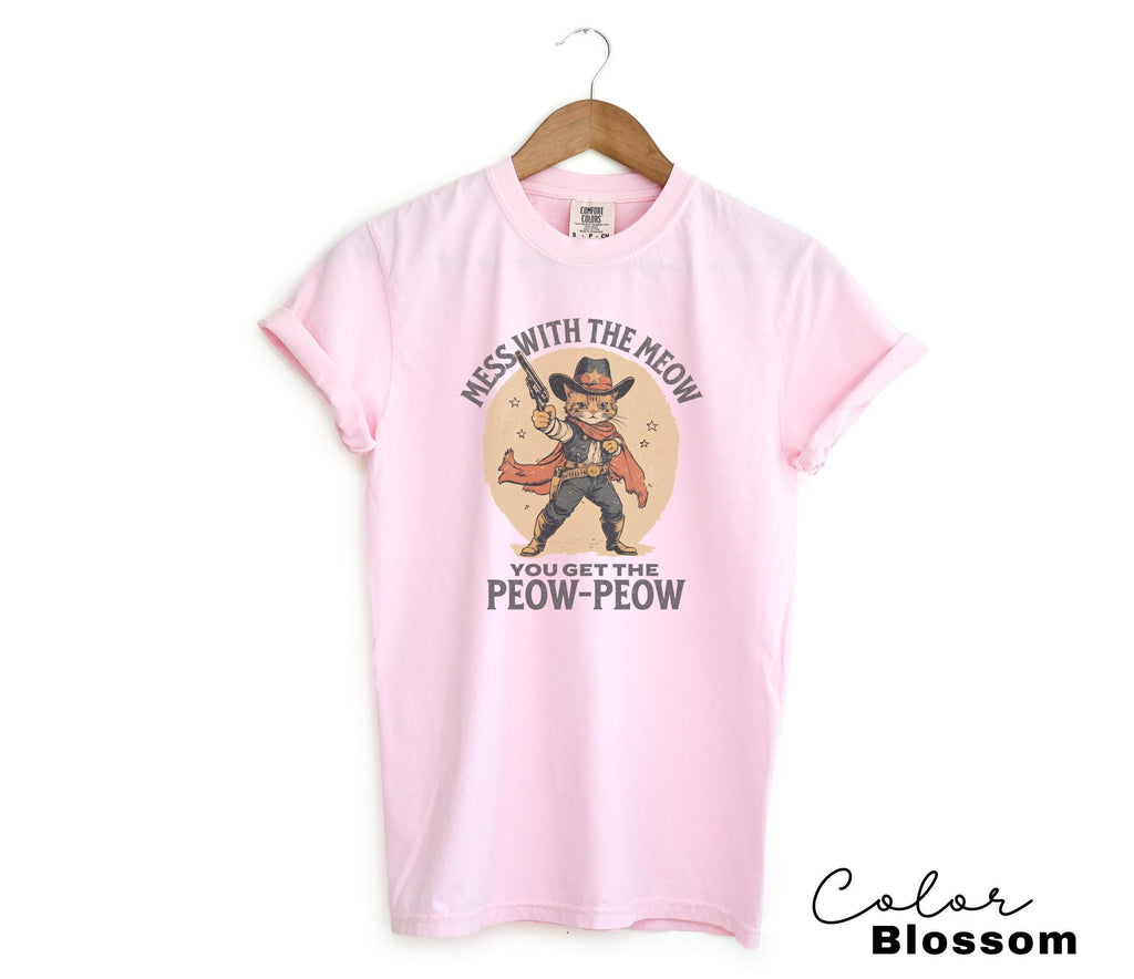 Funny Cat Shirt, Western Cat Shirt, Mess with the Meow, Retro Cowboy T-Shirt, Unhinged Cat Sweatshirt, Funny Sarcastic Kitten,