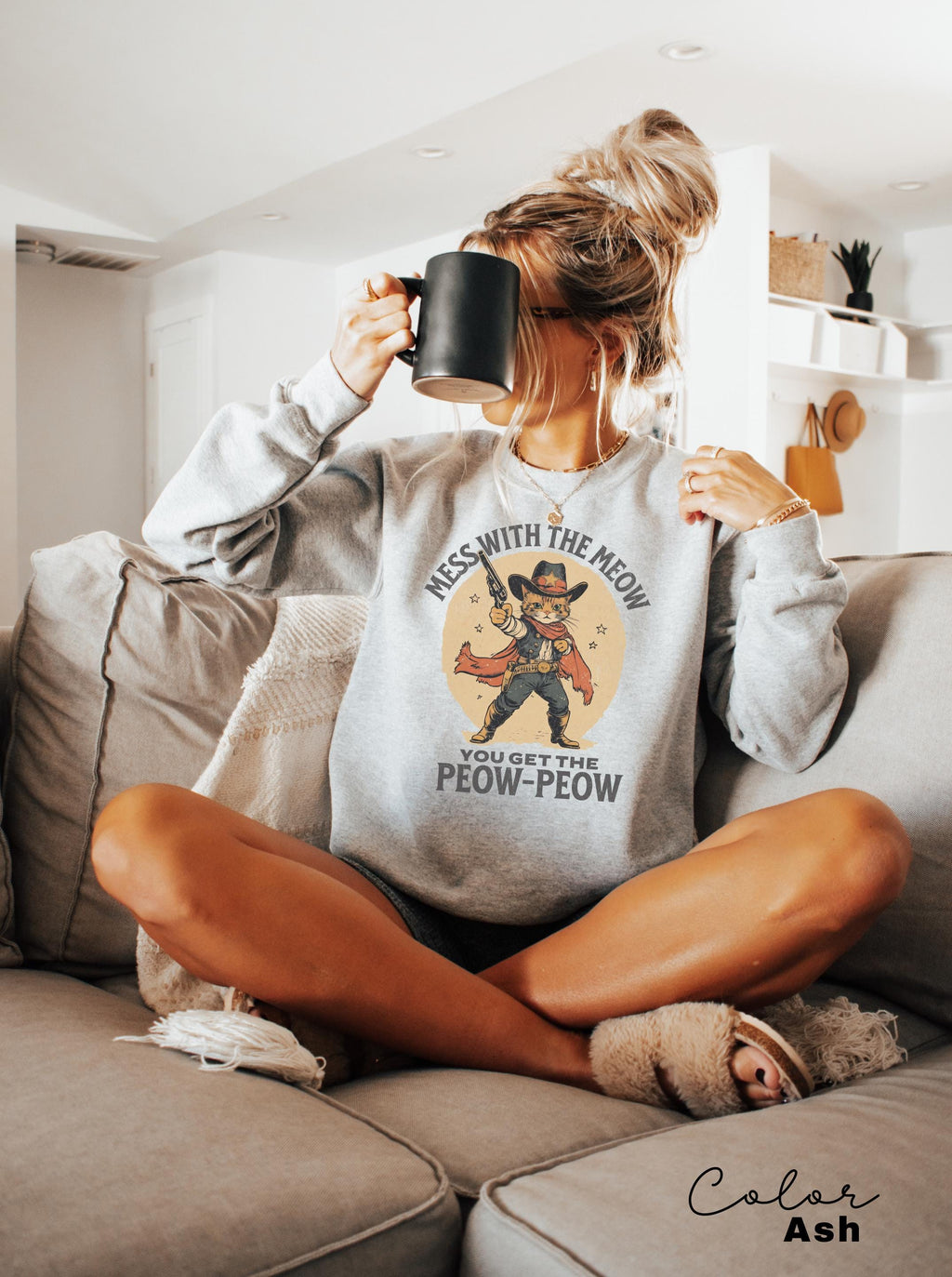 Funny Cat Shirt, Western Cat Shirt, Mess with the Meow, Retro Cowboy T-Shirt, Unhinged Cat Sweatshirt, Funny Sarcastic Kitten,