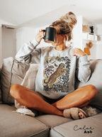 Retro Tiger T-Shirt, Animal Gift for Tiger Lover, Wild Cat Sweatshirt, Linocut Style, Boho, Cottagecore