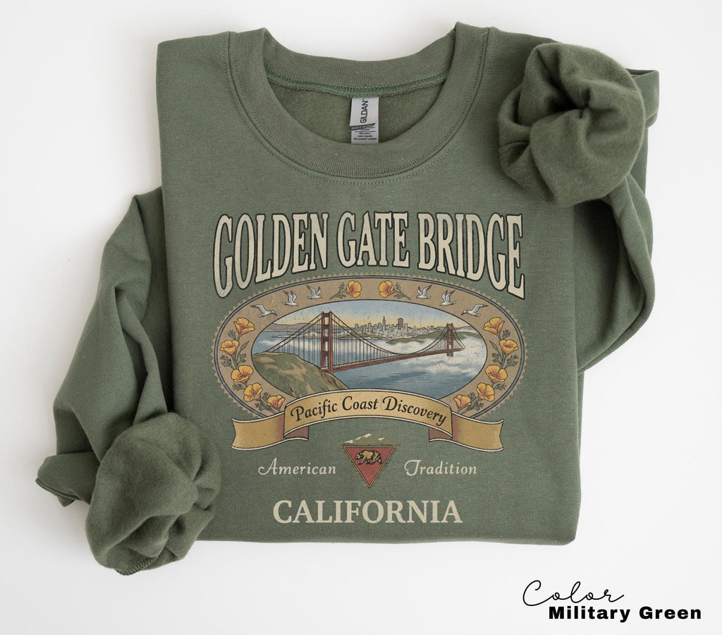 Retro California 90s Style Vintage T-Shirt with Golden Gate Bridge