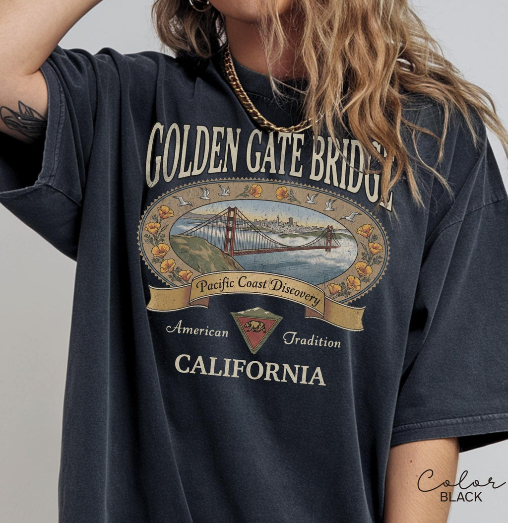 Retro California Shirt 90s Style, Vintage Style California T-Shirt, Retro Travel Shirt, Golden Gate Bridge, Vacation Shirt,