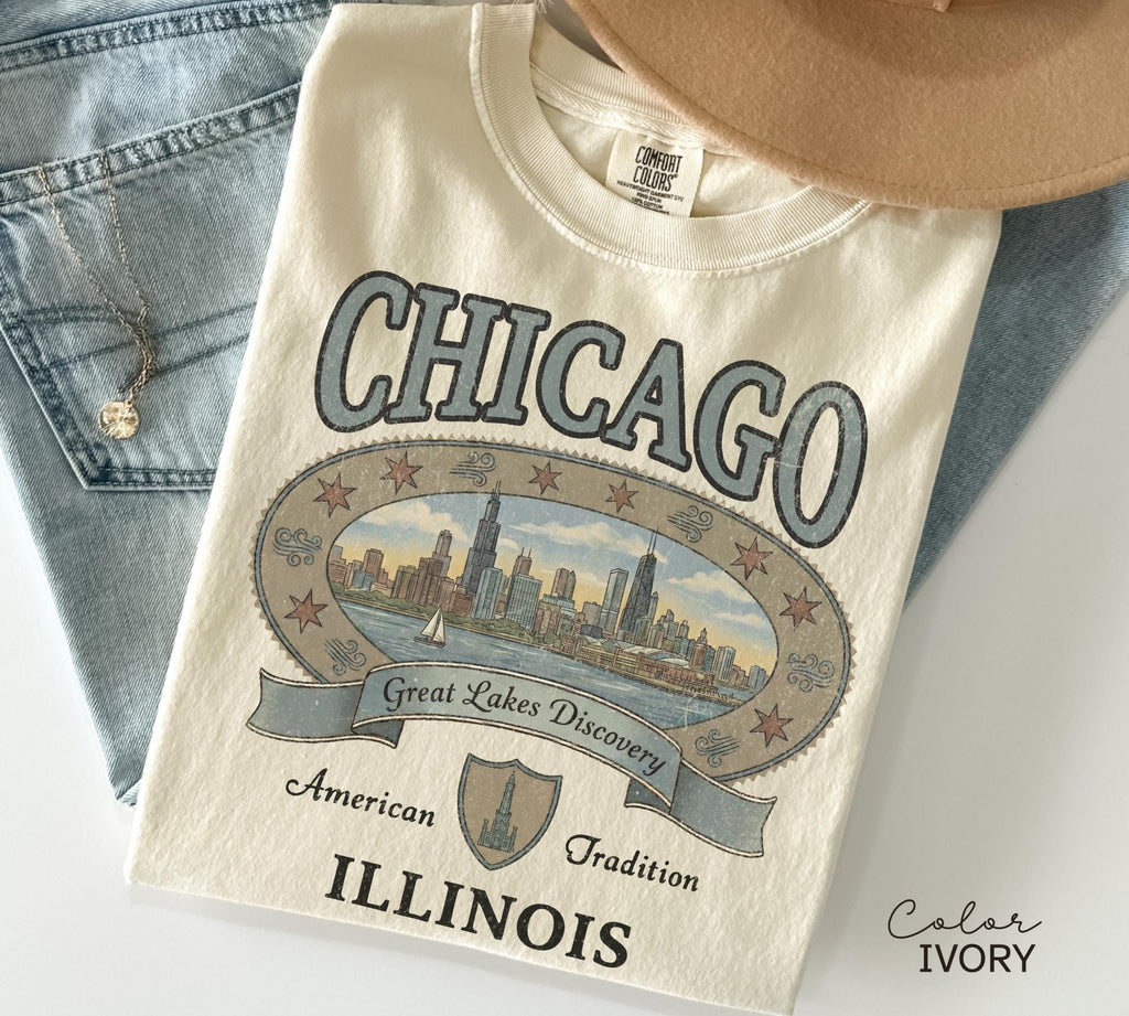 Retro Chicago Shirt 90s Style, Vintage Style Chicago T-Shirt, Retro Travel Shirt, Illinois Sweatshirt, Vacation Travel Shirt, Nostalgic