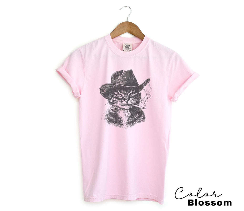 Cowboy Cat with Cigarette Shirt, Funny Cat Sweatshirt, Cat Smoking T-Shirt, Retro Cowboy, Cat Lover Gift, Country Cowgirl Tee, Western
