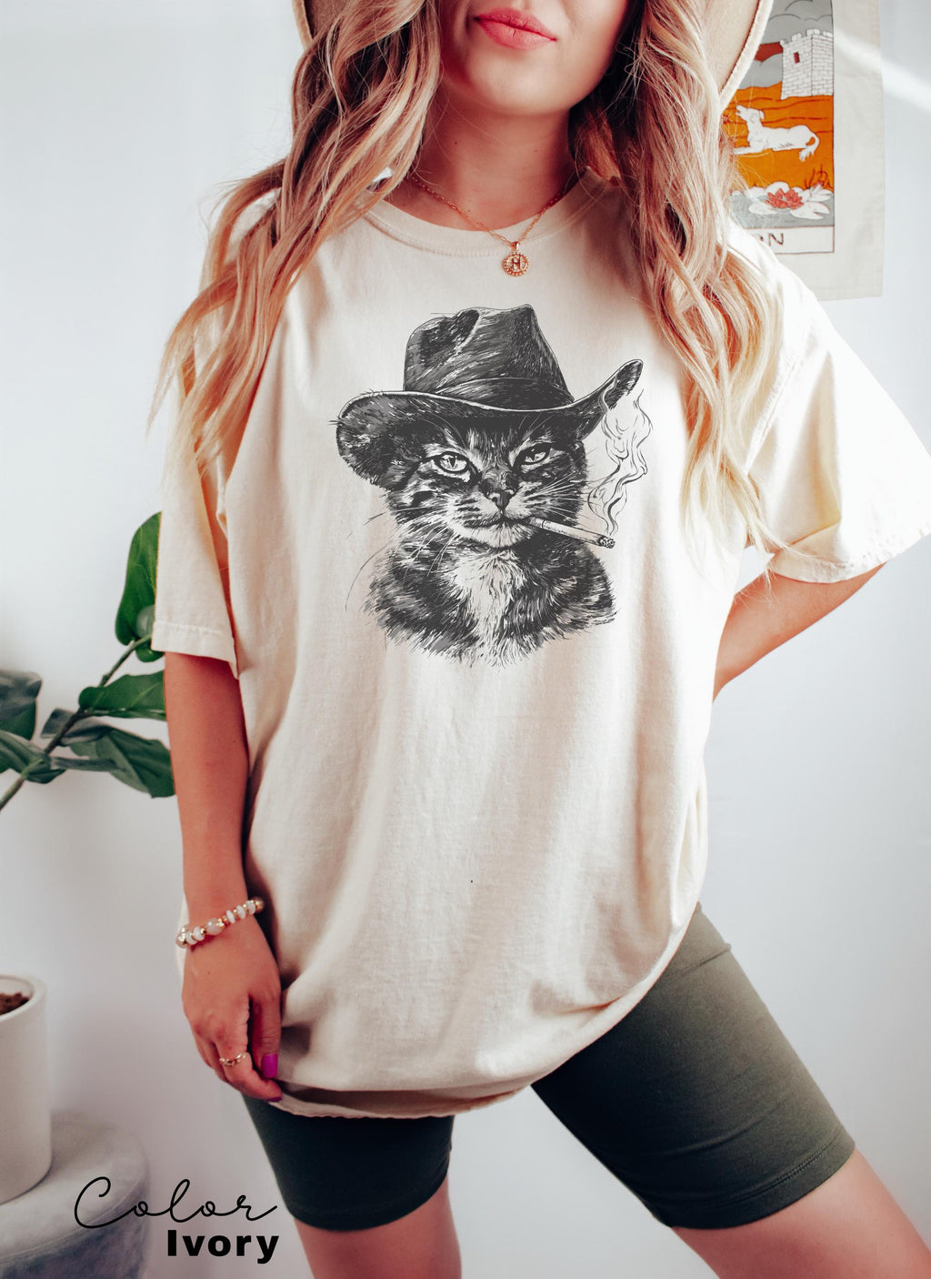 Cowboy Cat with Cigarette Shirt, Funny Cat Sweatshirt, Cat Smoking T-Shirt, Retro Cowboy, Cat Lover Gift, Country Cowgirl Tee, Western