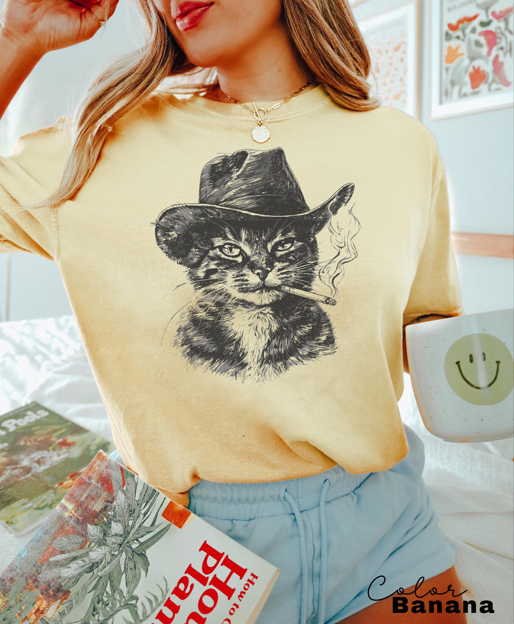 Cowboy Cat with Cigarette Shirt, Funny Cat Sweatshirt, Cat Smoking T-Shirt, Retro Cowboy, Cat Lover Gift, Country Cowgirl Tee, Western