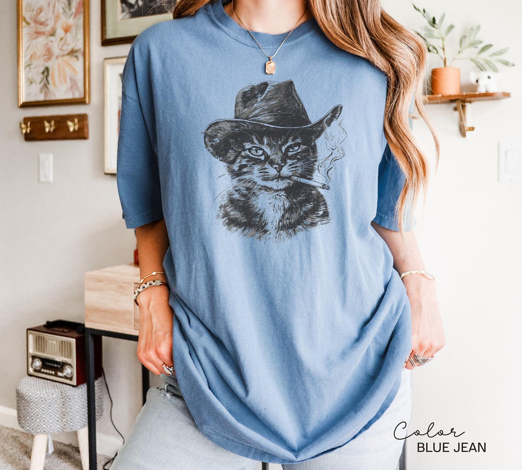 Cowboy Cat with Cigarette Funny Cat Sweatshirt