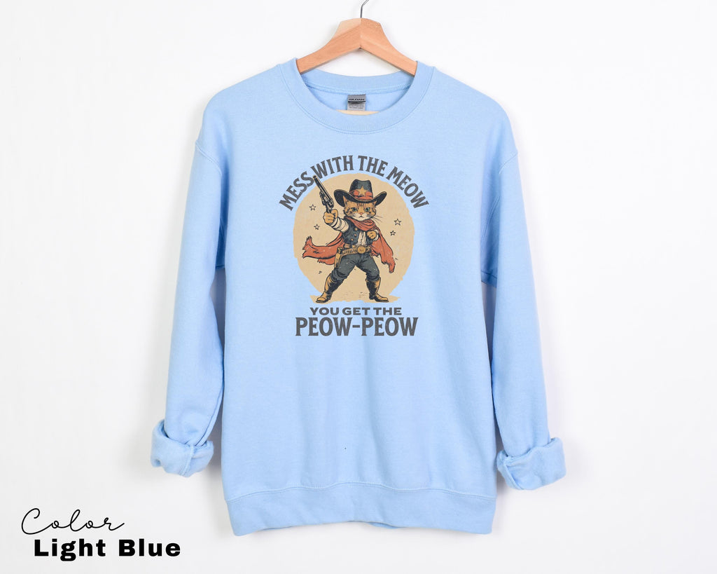 Funny Western Cat Shirt, Mess with the Meow Retro Tee