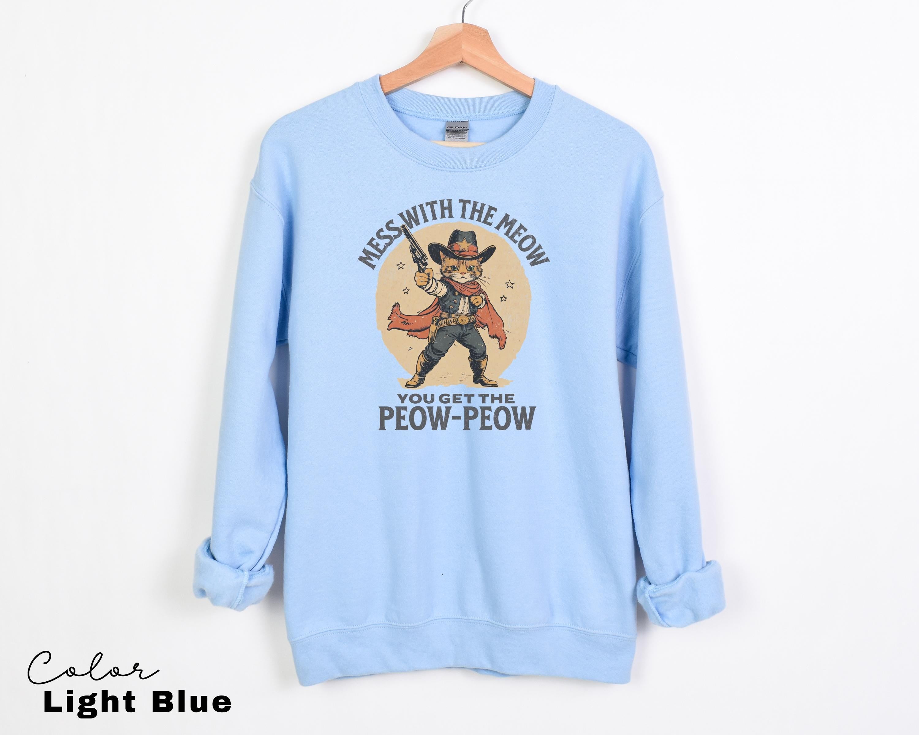 Funny Western Cat Shirt, Mess with the Meow Retro Tee