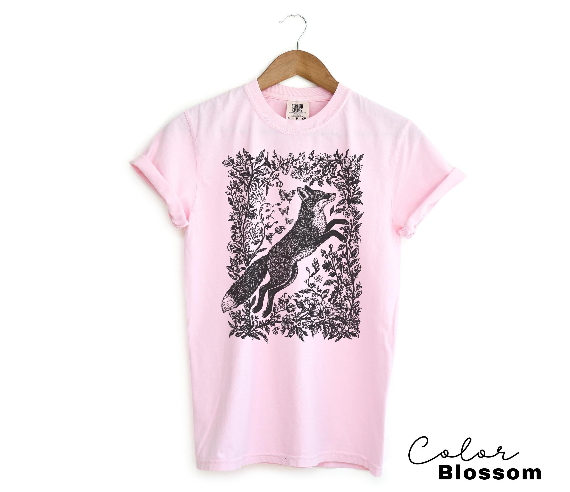 Cottagecore Fox Shirt, Wildflower Fox Sweatshirt, Boho Forest Tee