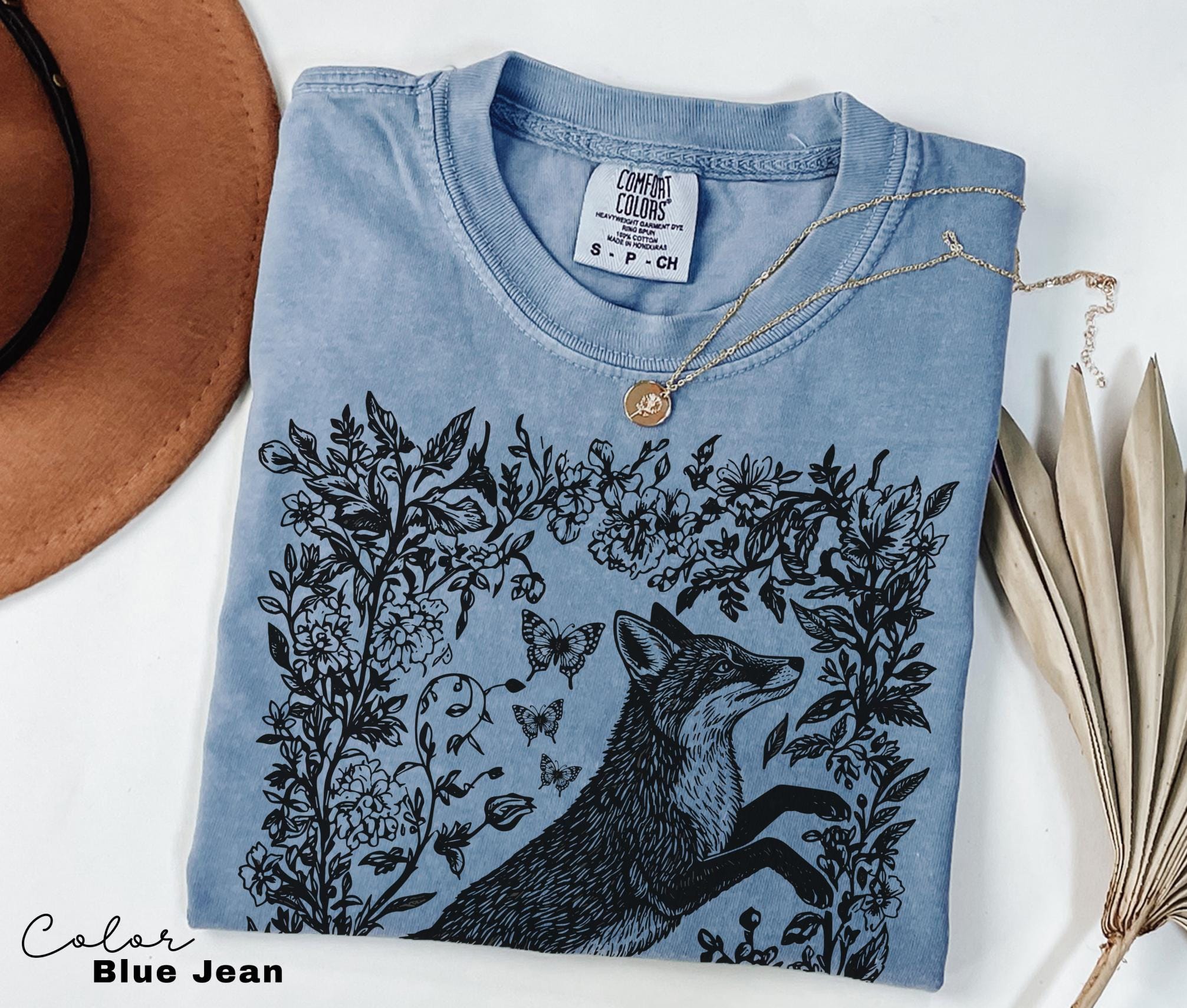 Cottagecore Fox Shirt, Wildflower Fox Sweatshirt, Boho Forest Tee