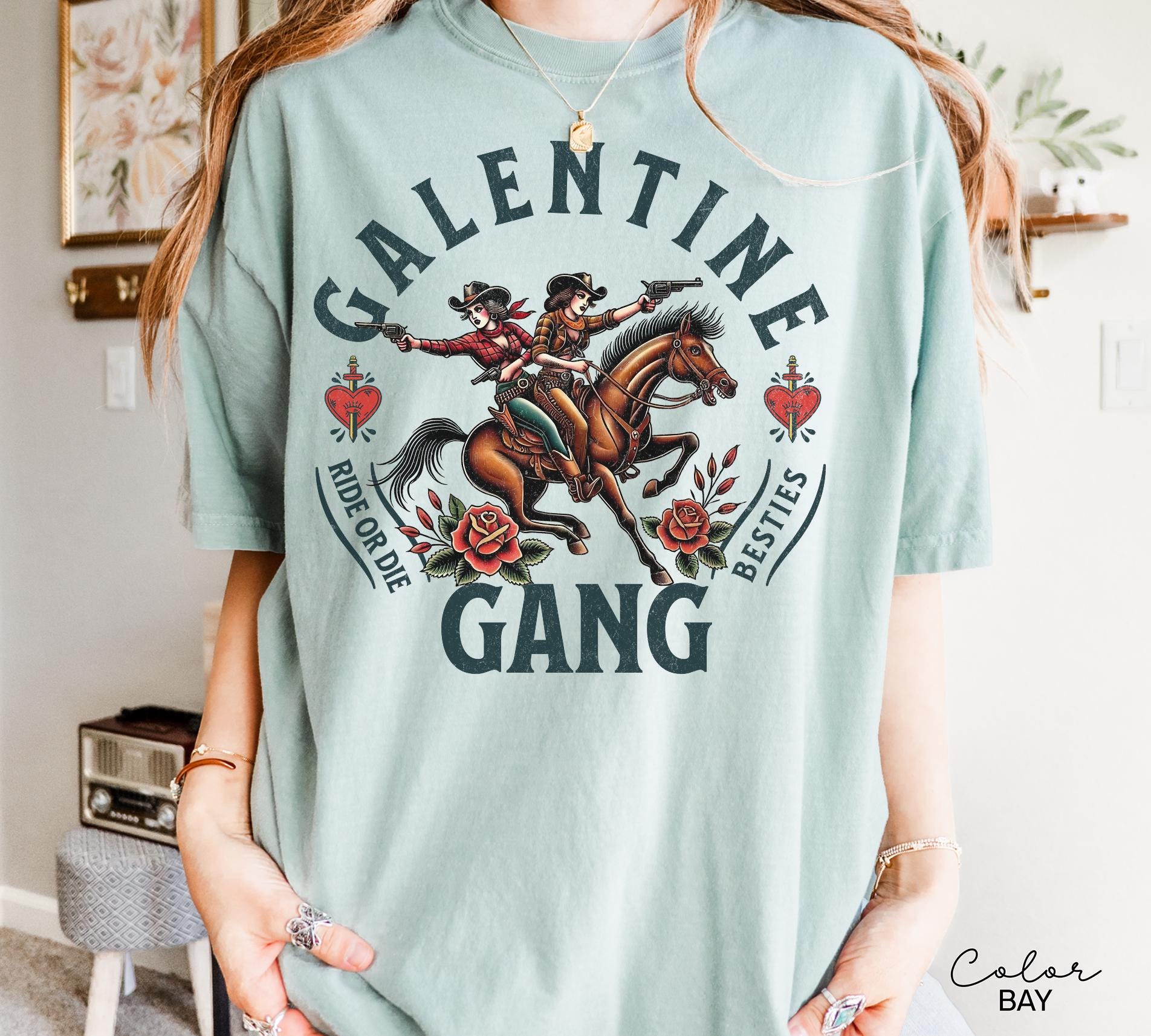 Galentine Gang Shirt, Comfort Colors Valentine Besties, Galentines Gift for Friend, Matching Valentines Day Group Sweatshirt, Cowgirls
