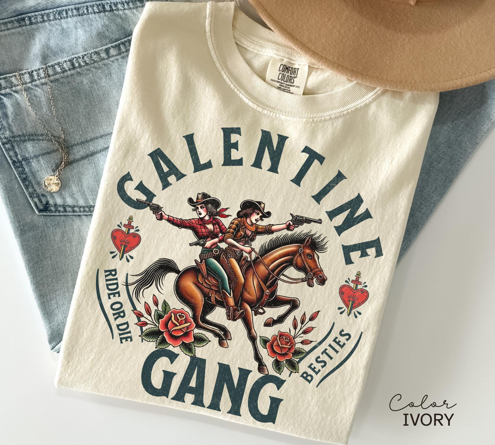 Galentine Gang Shirt, Comfort Colors Valentine Besties, Galentines Gift for Friend, Matching Valentines Day Group Sweatshirt, Cowgirls